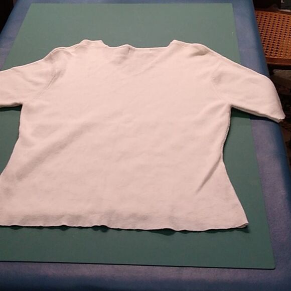Carolyn Taylor White XL Embroidered V-Neck Short Sleeve Sweater - Picture 6 of 7